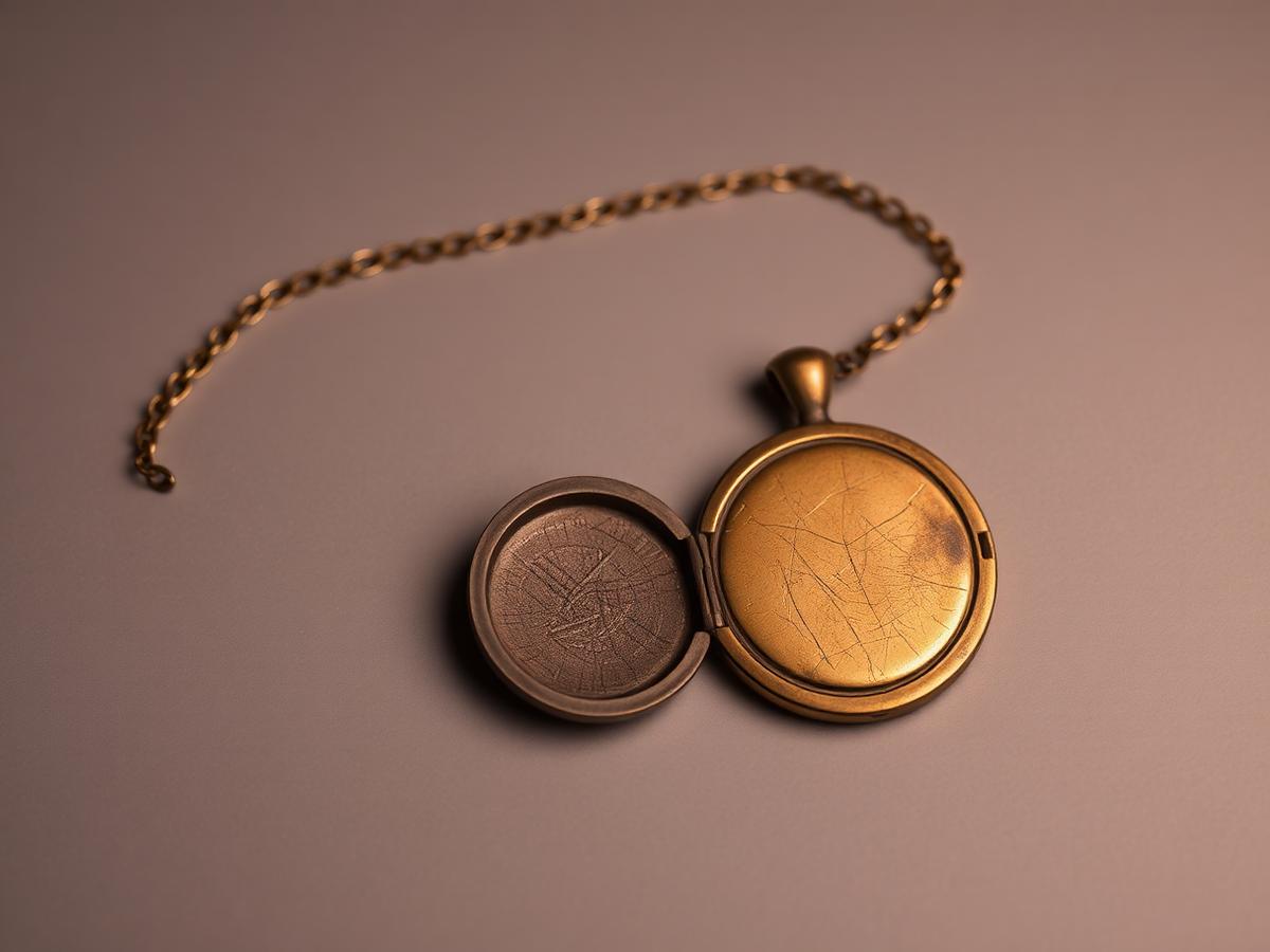 The locket before restoration: dull, deeply scratched and with a broken chain